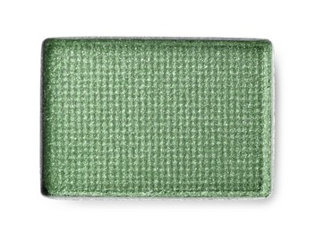 Image of Eye shadow refill pan for palette isolated on white, top view. Green shade