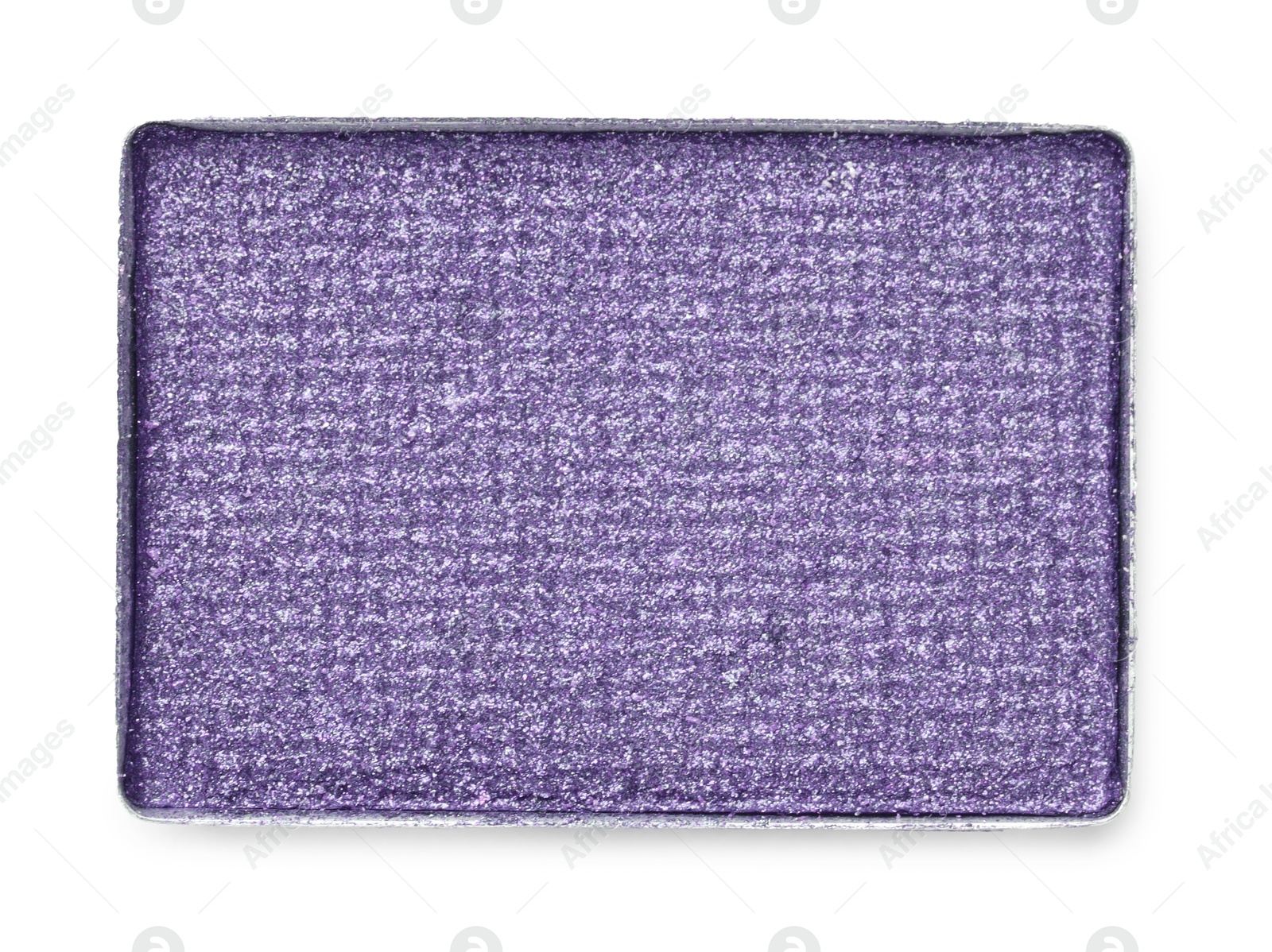 Image of Eye shadow refill pan for palette isolated on white, top view. Purple shade