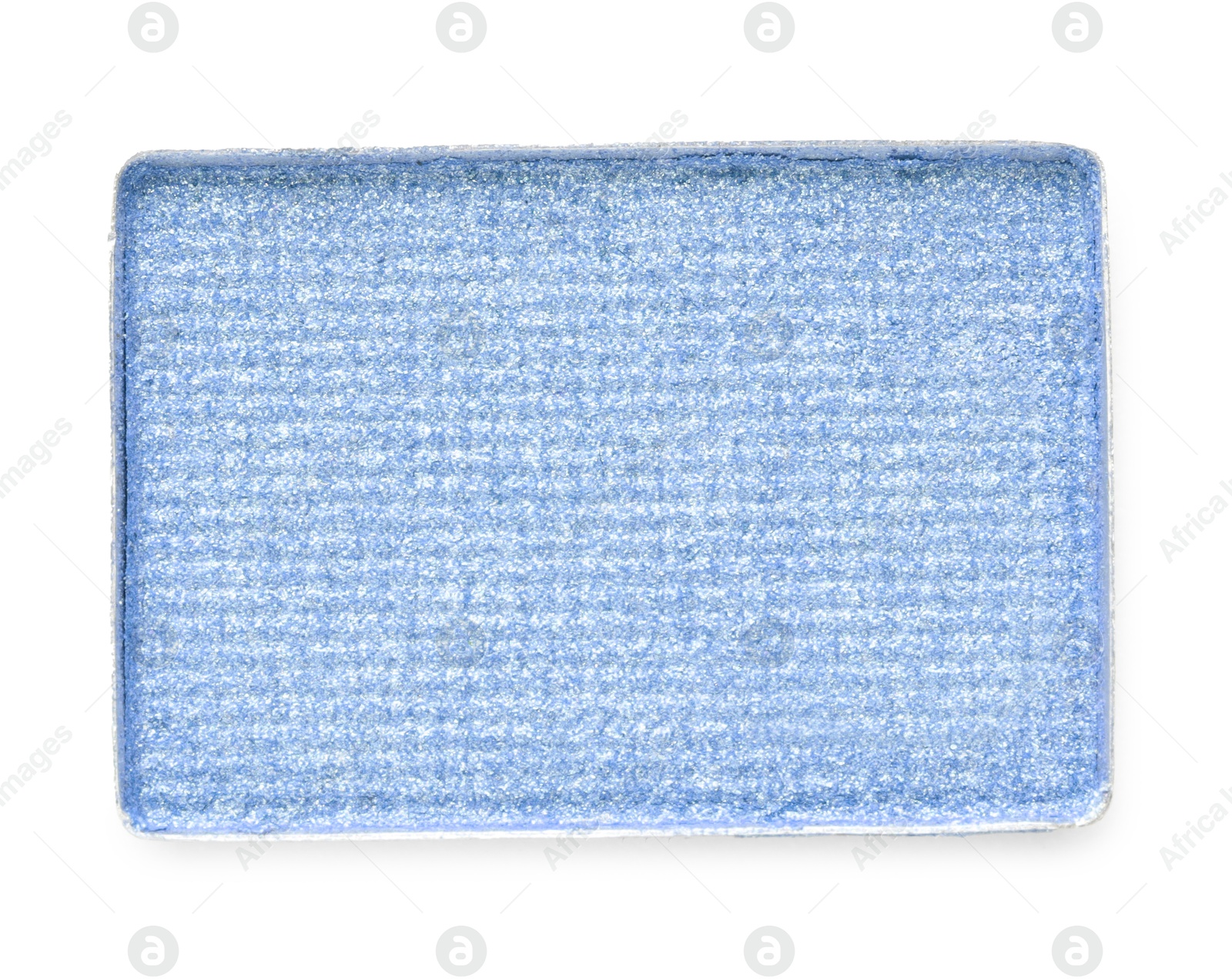 Image of Eye shadow refill pan for palette isolated on white, top view. Blue shade