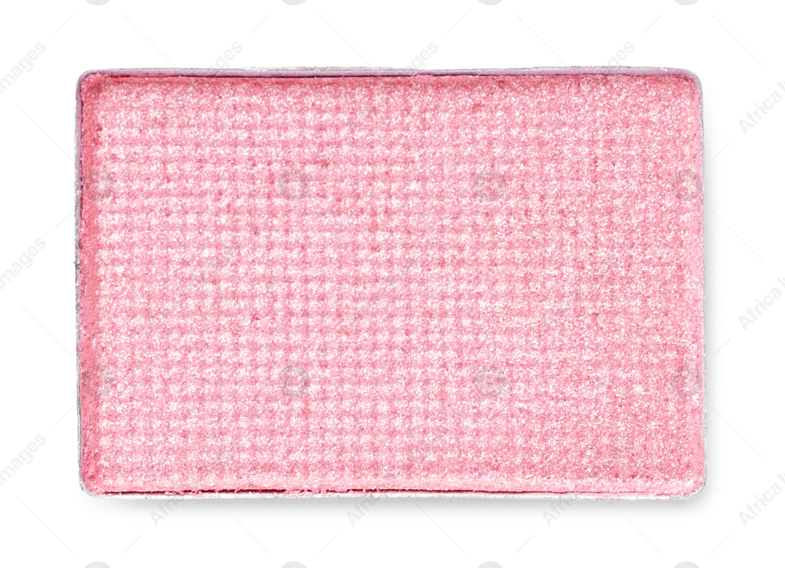 Image of Eye shadow refill pan for palette isolated on white, top view. Pink shade