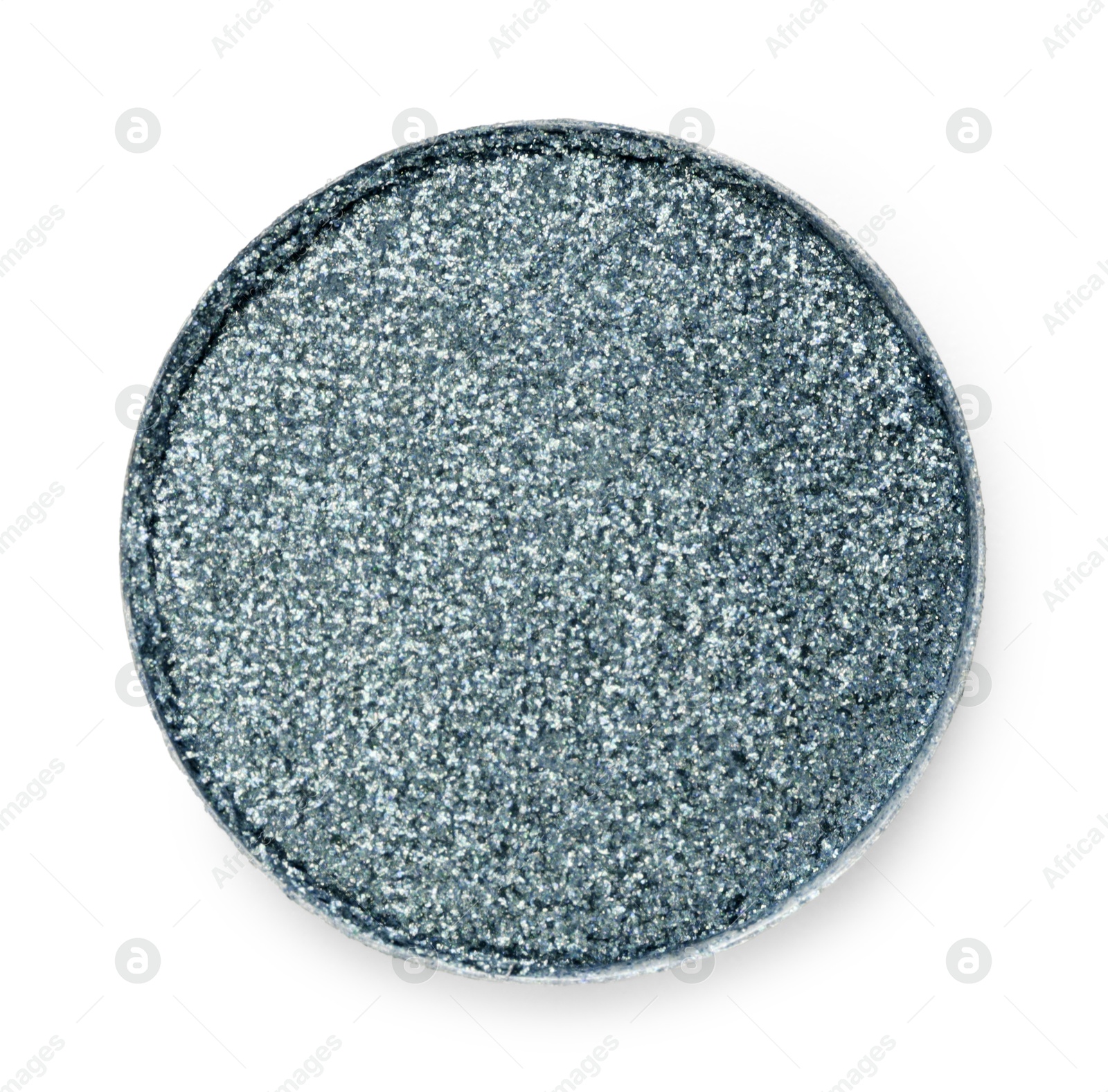 Image of Eye shadow refill pan for palette isolated on white, top view. Grey shade