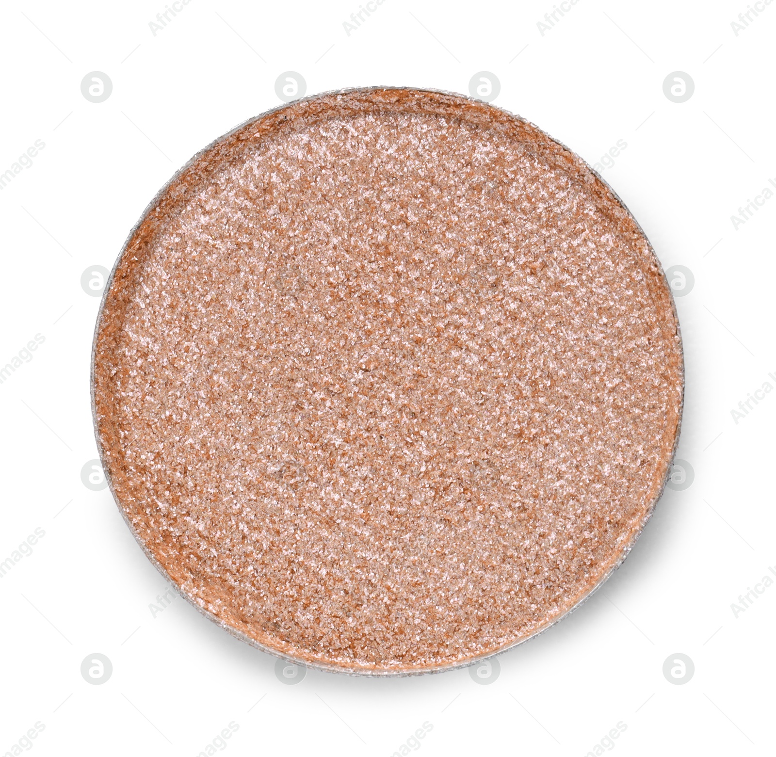 Image of Eye shadow refill pan for palette isolated on white, top view. Brown shade