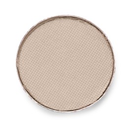 Image of Eye shadow refill pan for palette isolated on white, top view. Beige shade