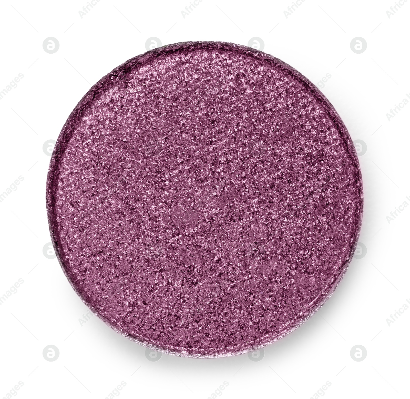 Image of Eye shadow refill pan for palette isolated on white, top view. Purple shade
