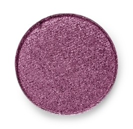 Image of Eye shadow refill pan for palette isolated on white, top view. Purple shade