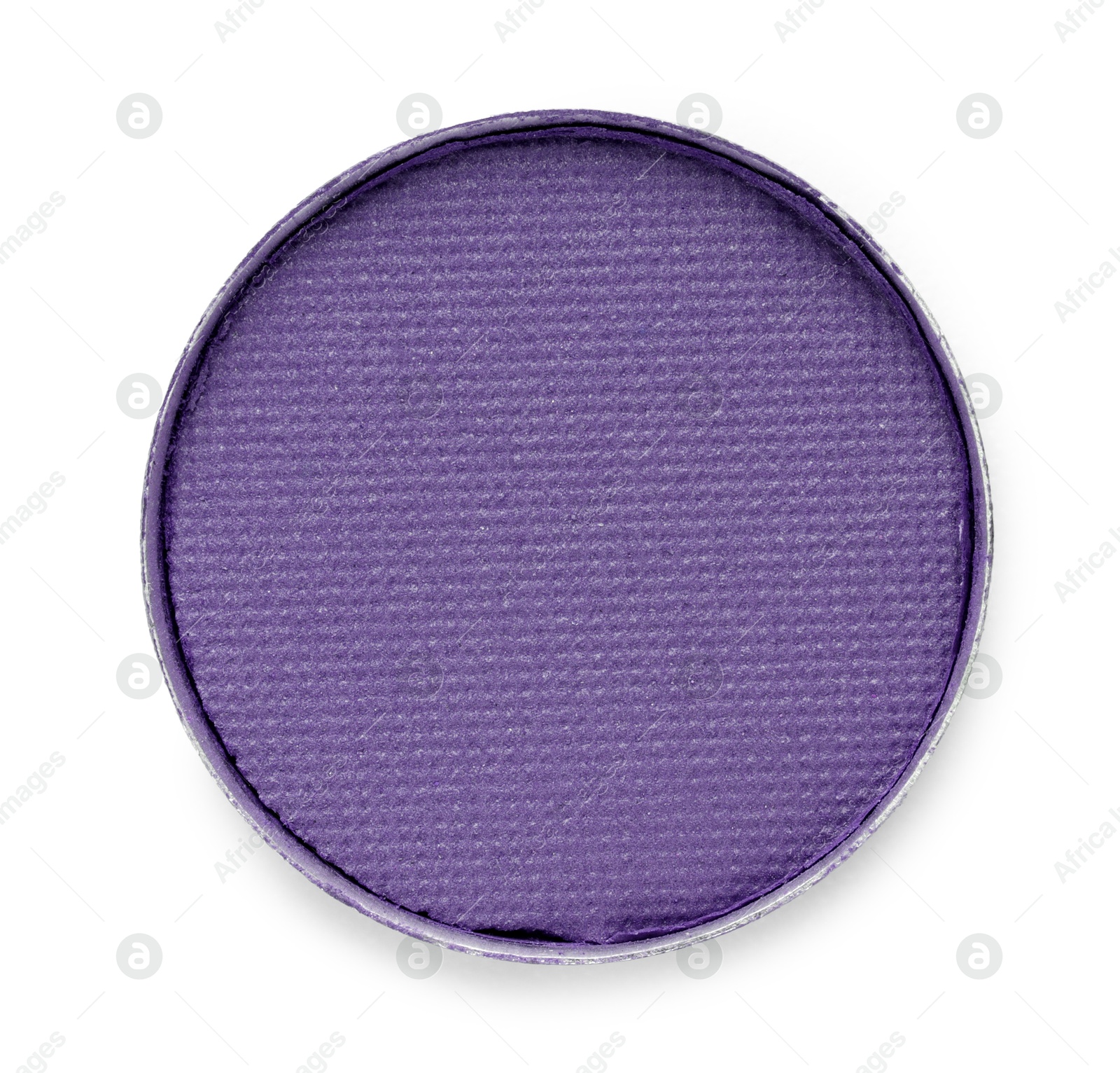 Image of Eye shadow refill pan for palette isolated on white, top view. Purple shade