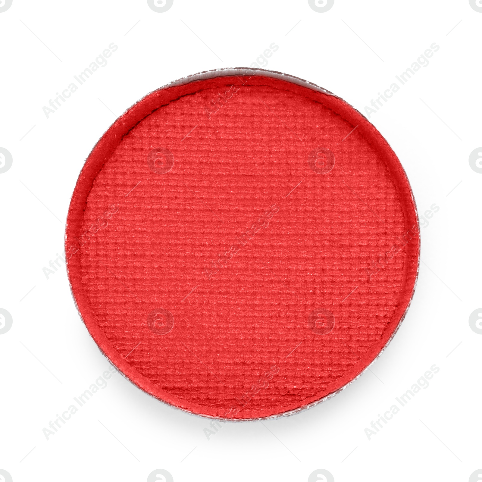 Image of Eye shadow refill pan for palette isolated on white, top view. Red shade