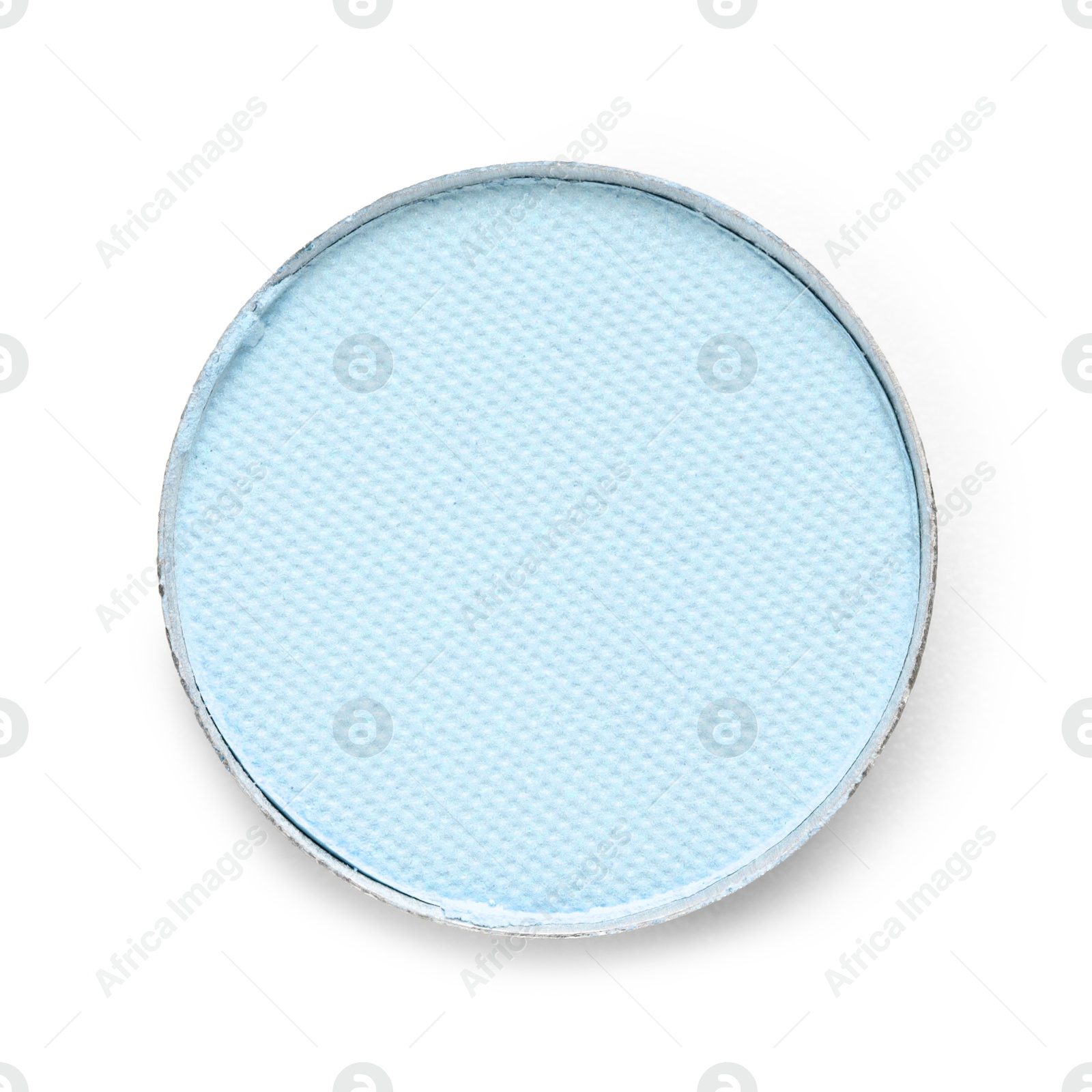 Image of Eye shadow refill pan for palette isolated on white, top view. Light blue shade