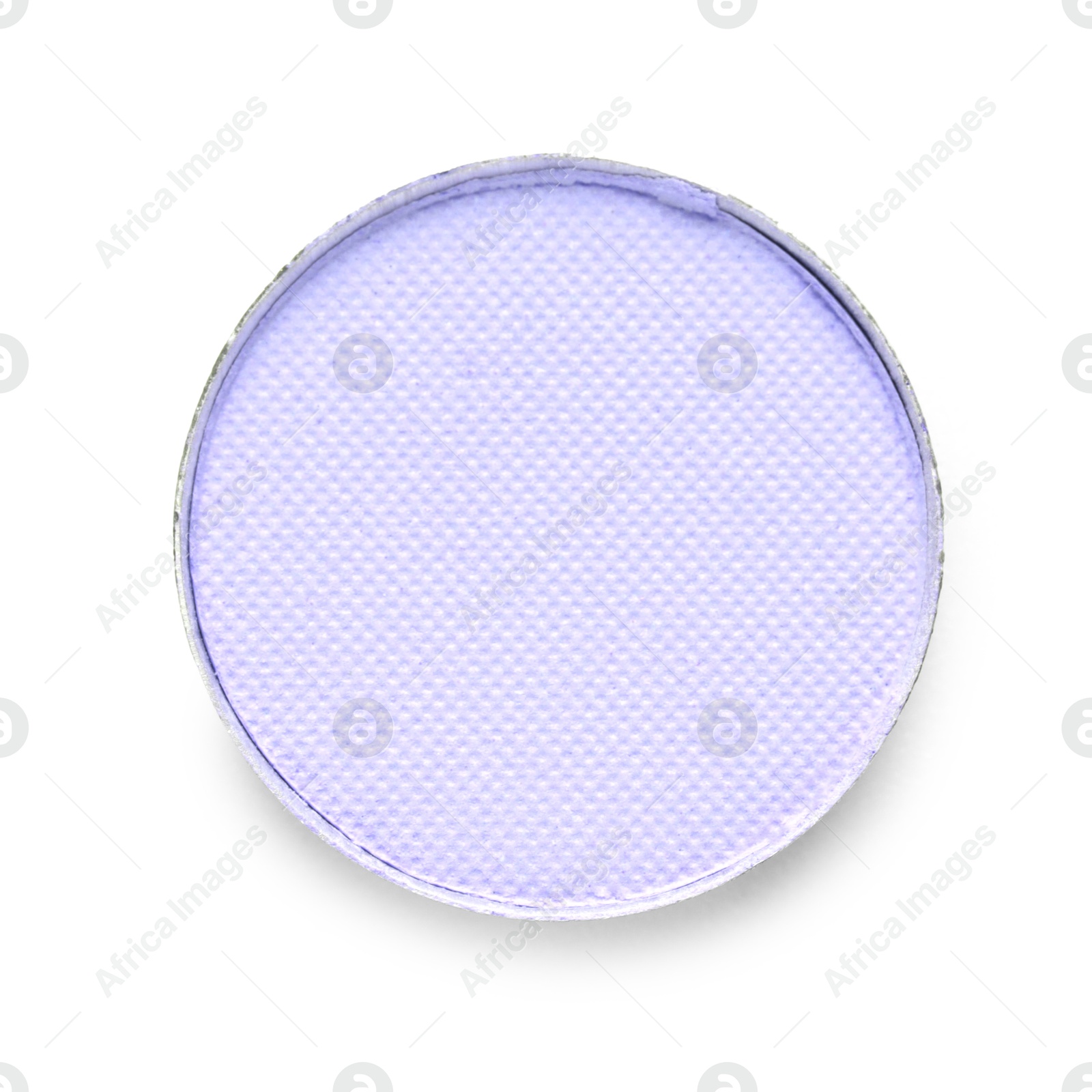 Image of Eye shadow refill pan for palette isolated on white, top view. Light violet shade
