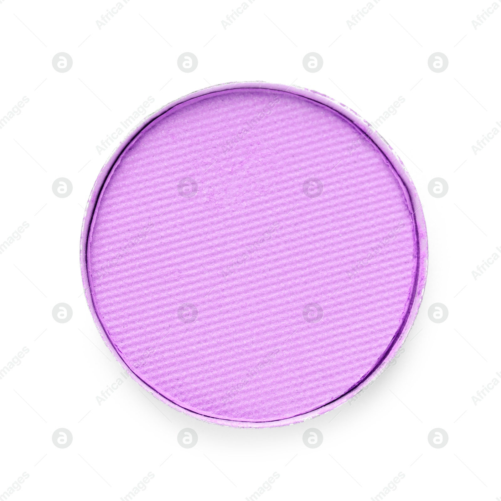 Image of Eye shadow refill pan for palette isolated on white, top view. Violet shade