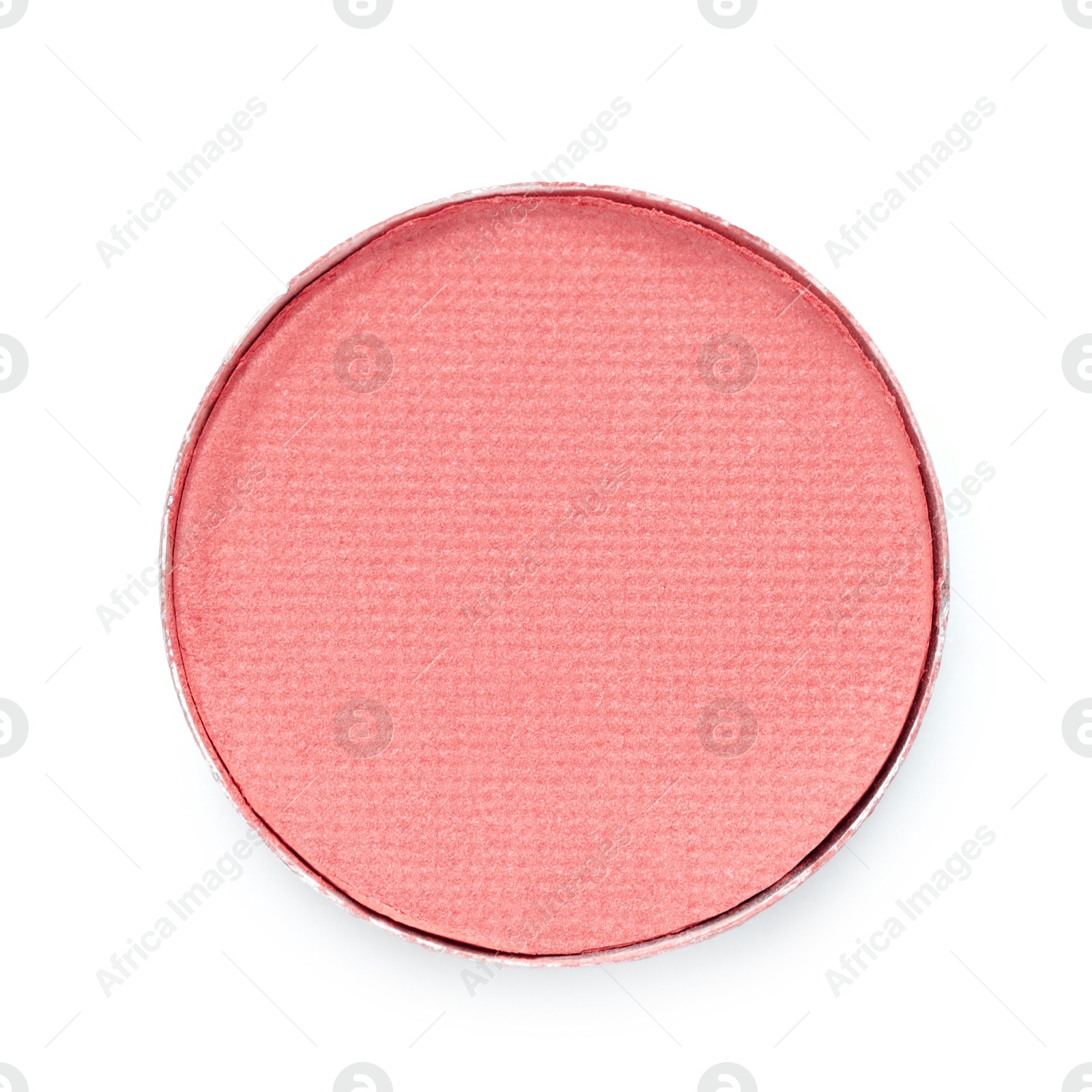 Image of Eye shadow refill pan for palette isolated on white, top view. Red shade