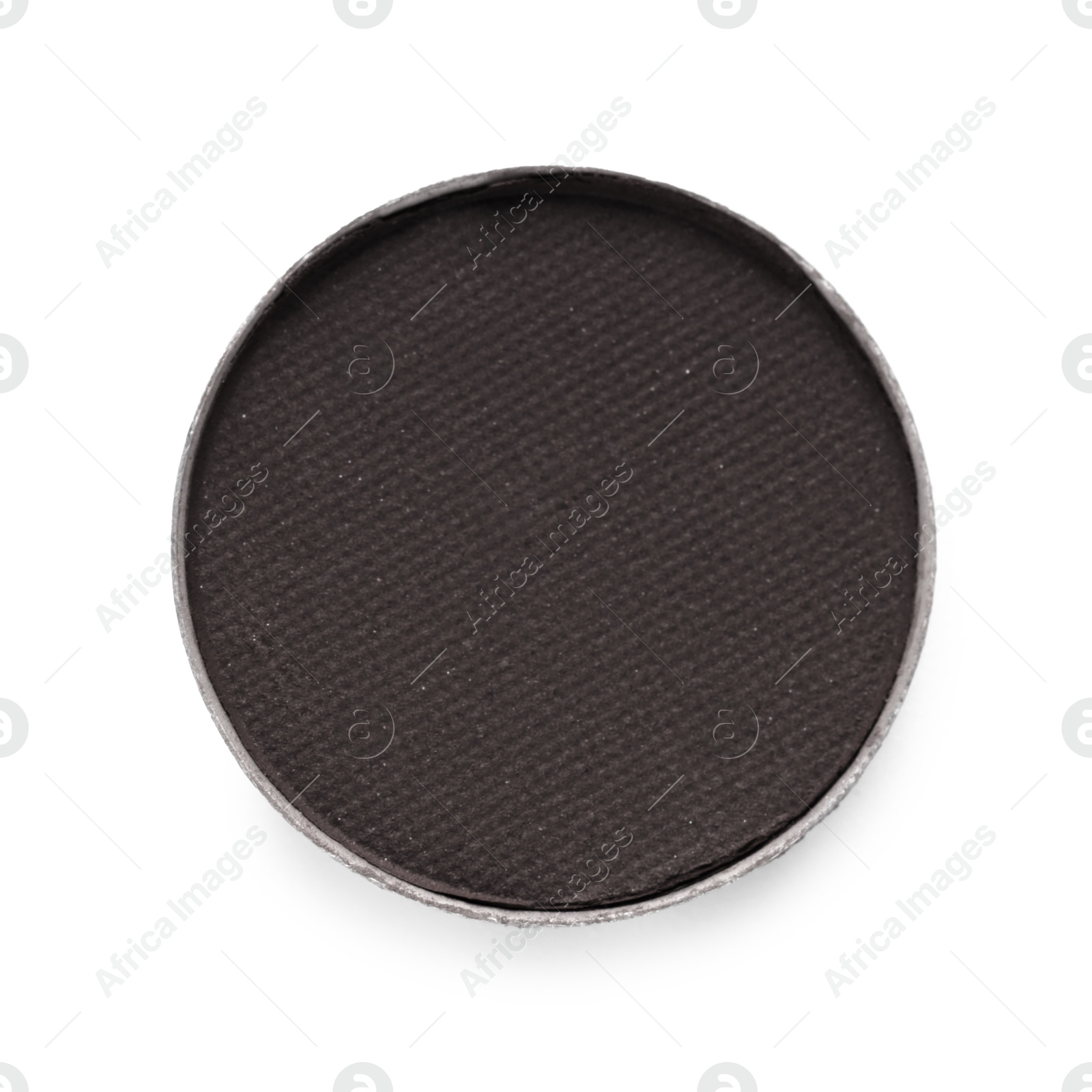 Image of Eye shadow refill pan for palette isolated on white, top view. Dark shade