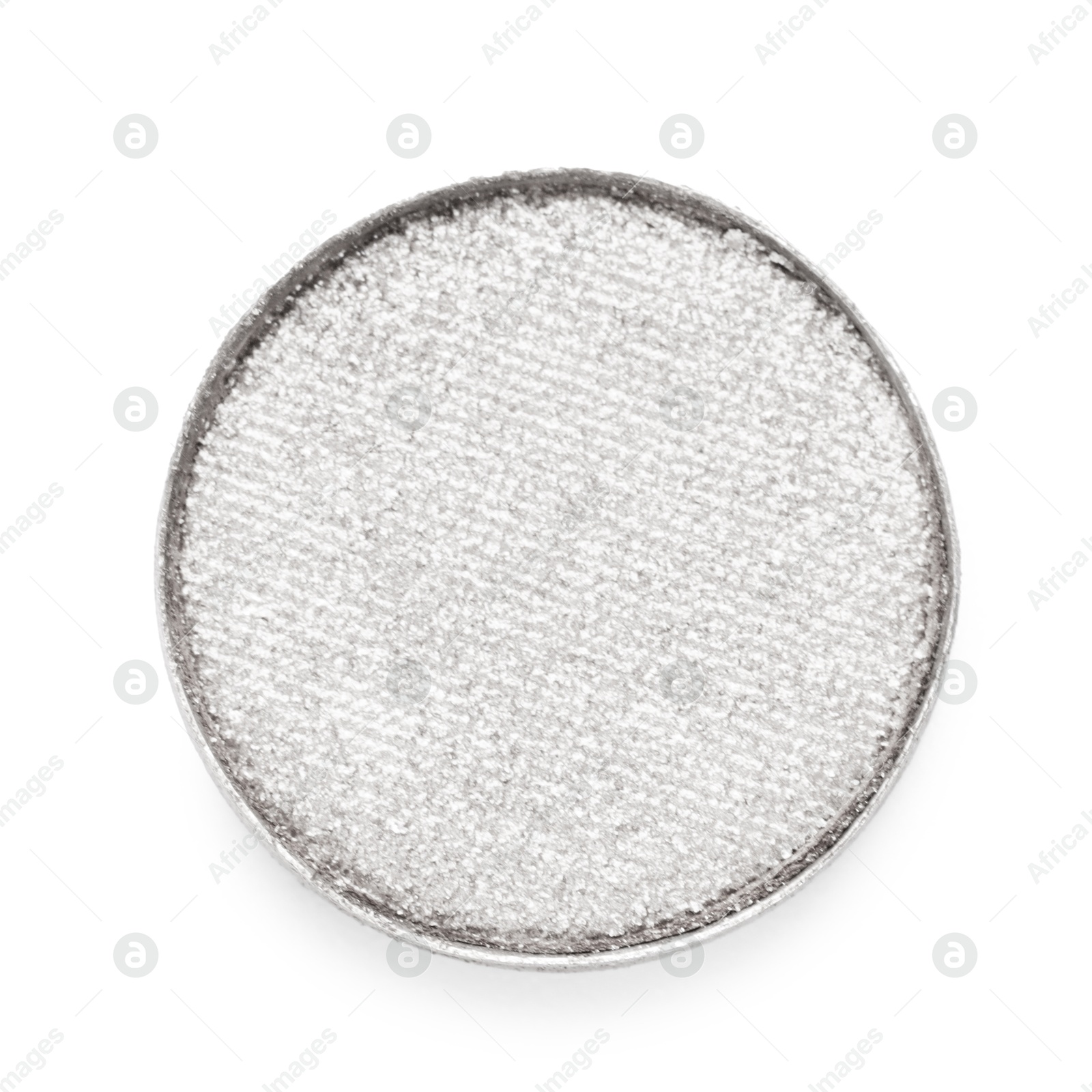 Image of Eye shadow refill pan for palette isolated on white, top view. Shiny white color
