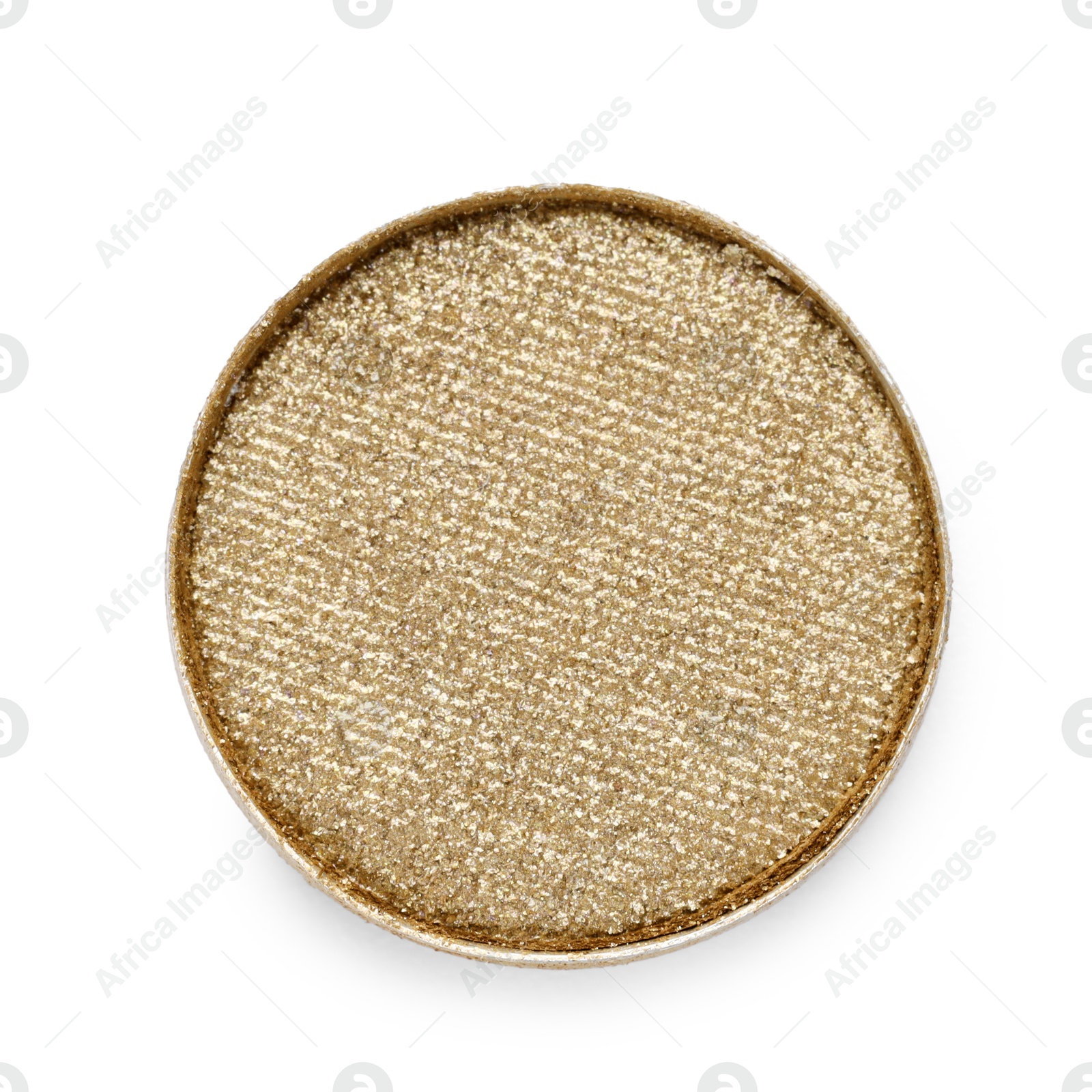 Image of Eye shadow refill pan for palette isolated on white, top view. Golden shade