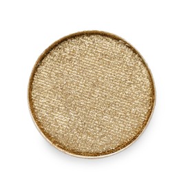Image of Eye shadow refill pan for palette isolated on white, top view. Golden shade