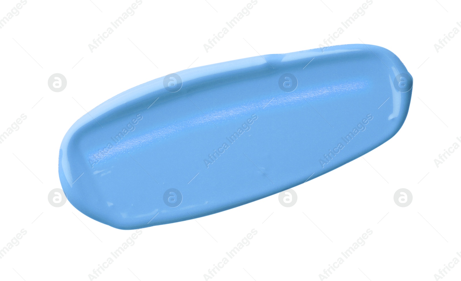 Image of Liquid makeup product in blue shade. Sample on white background, top view
