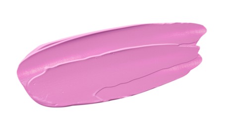 Image of Liquid makeup product in pink shade. Sample on white background, top view
