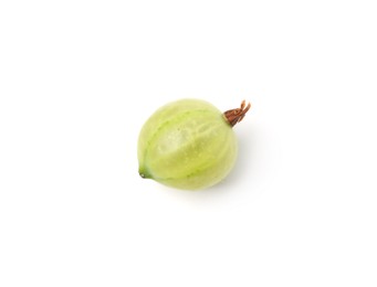 Photo of Fresh ripe green gooseberry isolated on white, top view