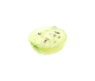 Photo of Half of fresh ripe green gooseberry isolated on white