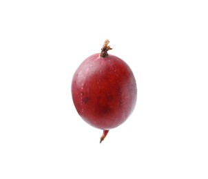 Photo of Fresh ripe red gooseberry isolated on white, top view