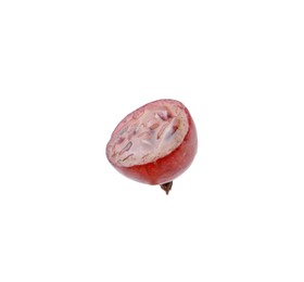 Photo of Half of fresh ripe red gooseberry isolated on white