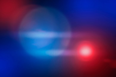 Image of Police red and blue lights, blurred view