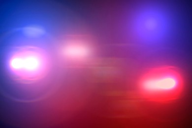 Image of Police red and blue lights, blurred view