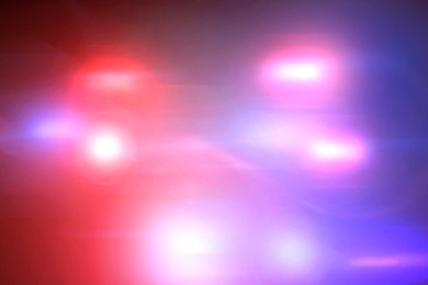 Image of Police red and blue lights, blurred view