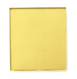 Image of Eye shadow refill pan for palette isolated on white, top view. Yellow shade