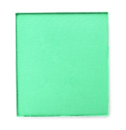 Image of Eye shadow refill pan for palette isolated on white, top view. Green shade