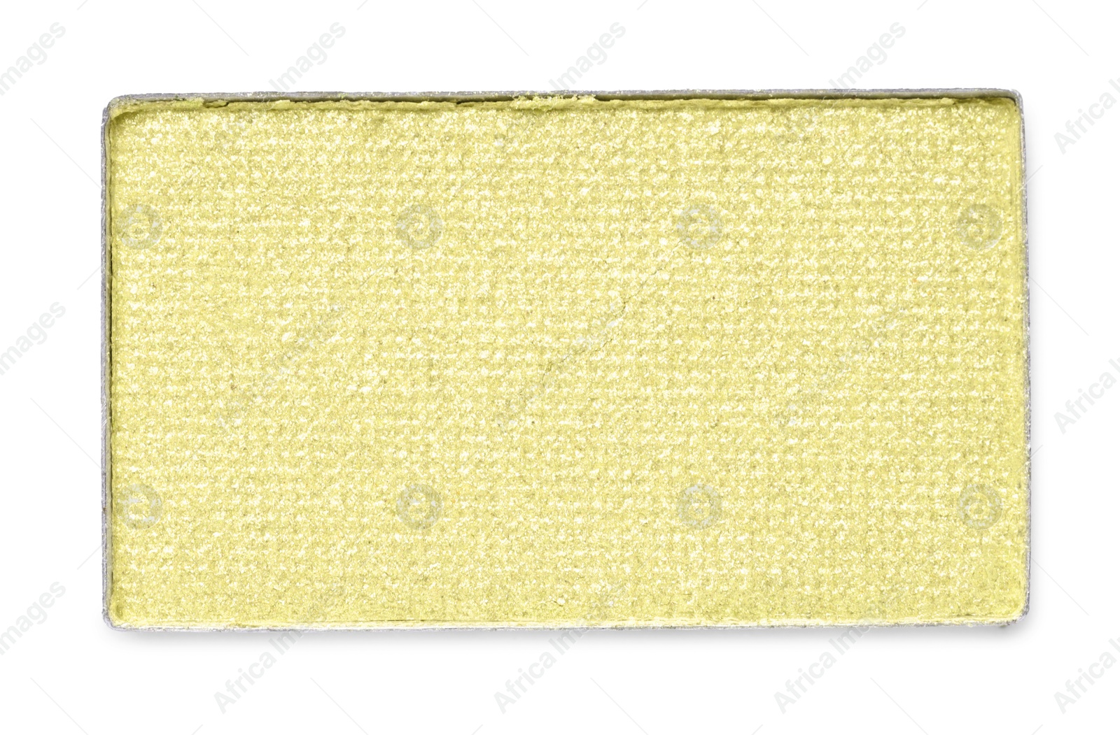 Image of Eye shadow refill pan for palette isolated on white, top view. Yellow shade