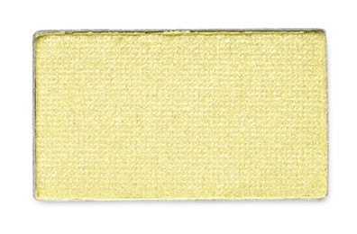 Image of Eye shadow refill pan for palette isolated on white, top view. Yellow shade