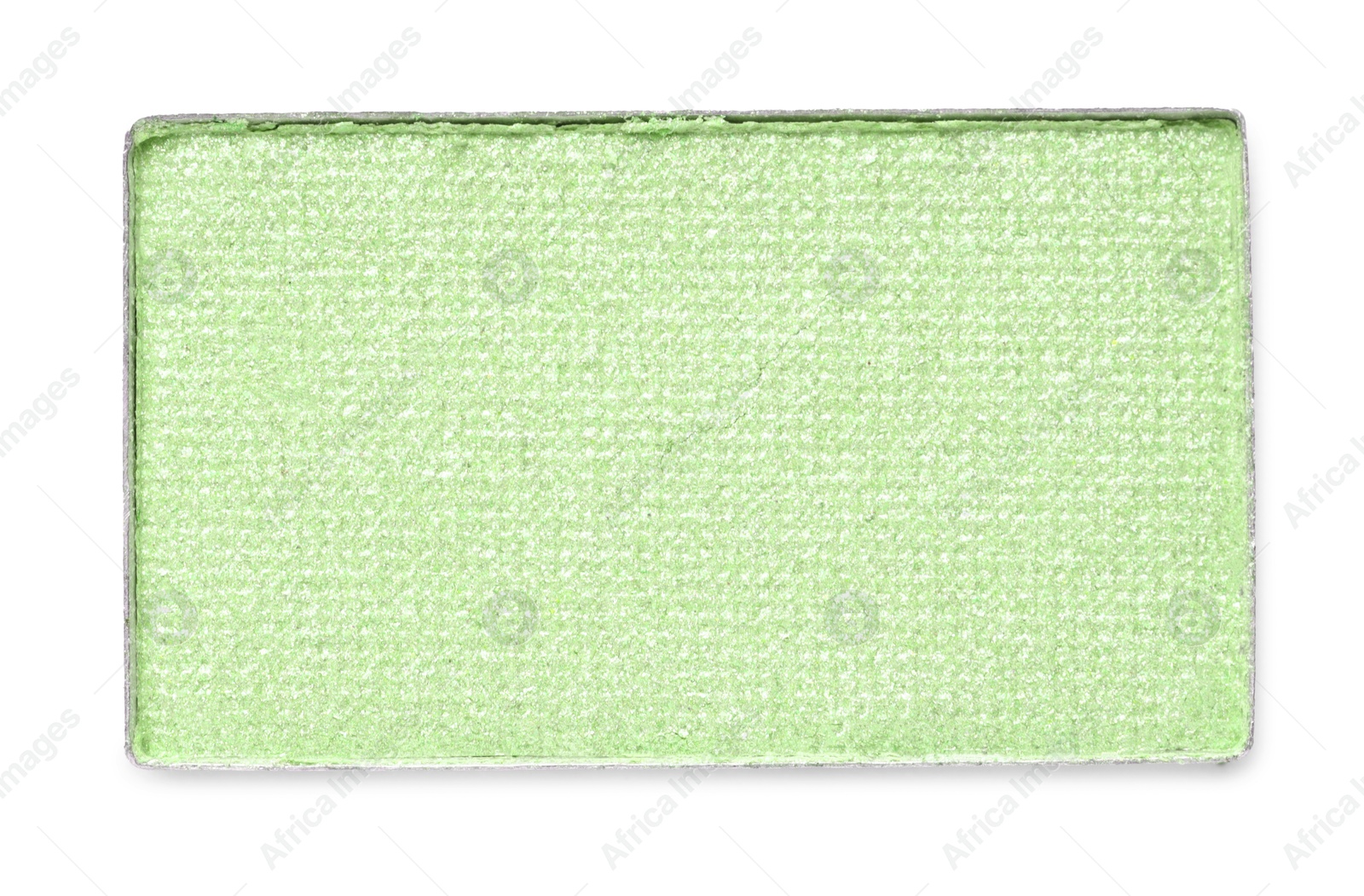 Image of Eye shadow refill pan for palette isolated on white, top view. Green shade