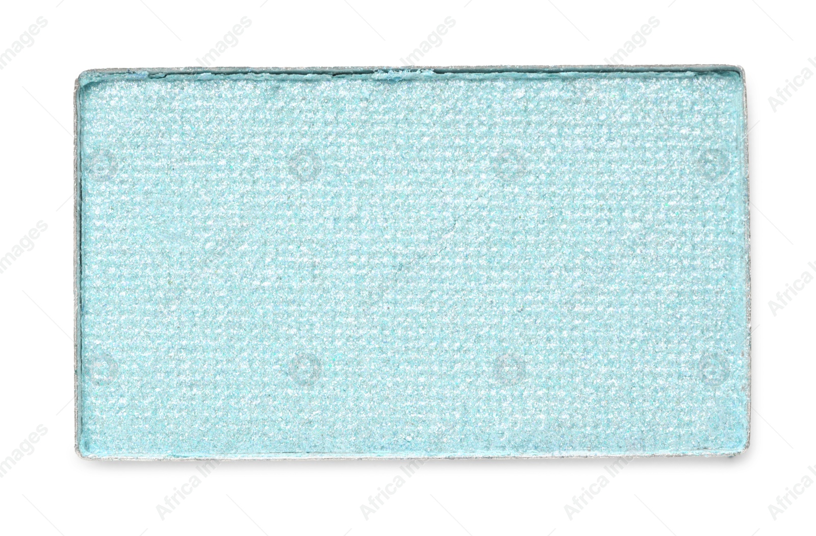 Image of Eye shadow refill pan for palette isolated on white, top view. Light blue shade