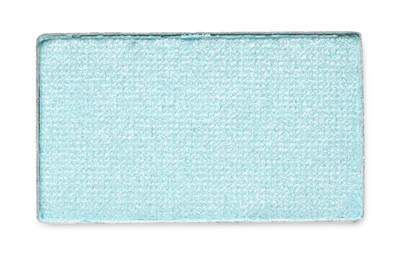 Image of Eye shadow refill pan for palette isolated on white, top view. Light blue shade