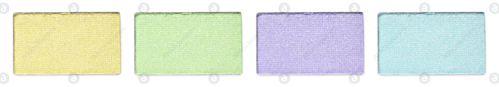 Different eyeshadow in refill pans on white background, set. Palette of shades Image of Different eyeshadow in refill pans on white background, set. Palette of shades