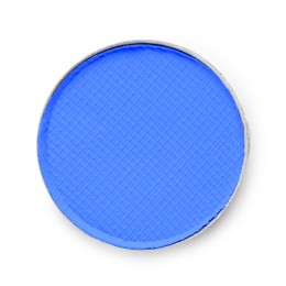 Image of Eye shadow refill pan for palette isolated on white, top view. Blue shade