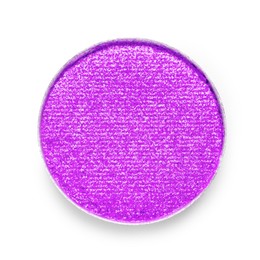 Image of Eye shadow refill pan for palette isolated on white, top view. Violet shade