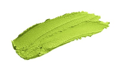 Image of Green cream eye shadow sample isolated on white, top view