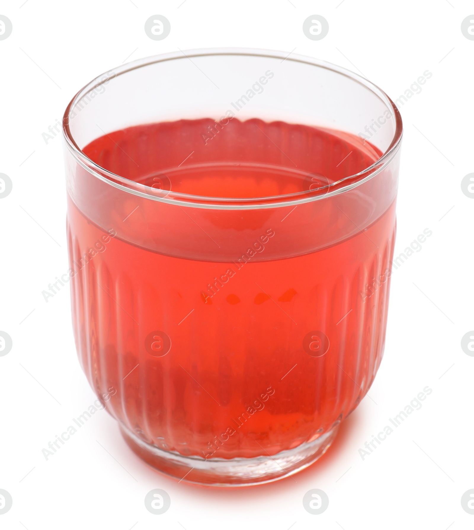 Photo of Tasty compot in glass isolated on white