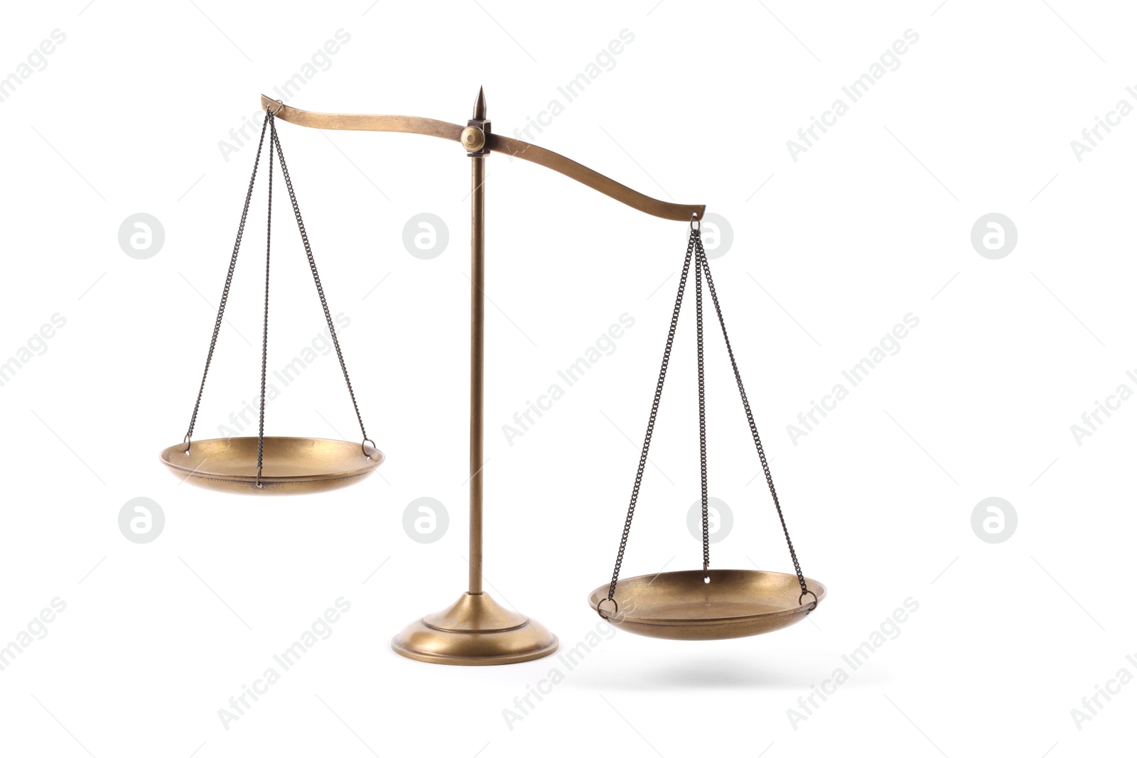 Photo of Golden scales of justice isolated on white