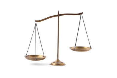 Photo of Golden scales of justice isolated on white