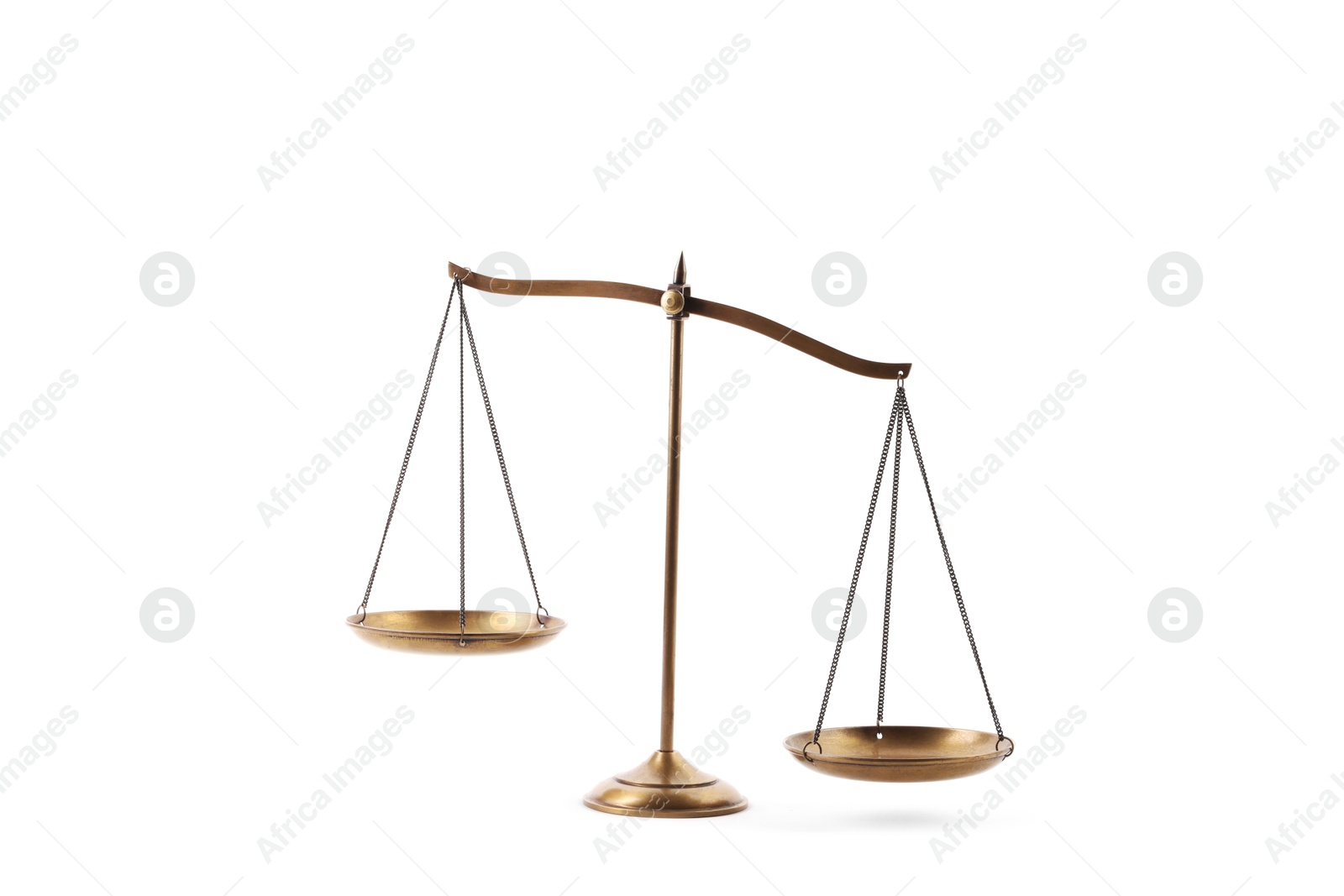 Photo of Golden scales of justice isolated on white
