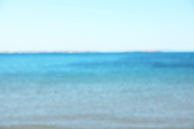Photo of Beautiful sea under light blue sky, blurred view