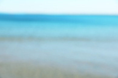 Photo of Beautiful sea under light blue sky, blurred view