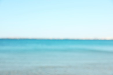 Photo of Beautiful sea under light blue sky, blurred view