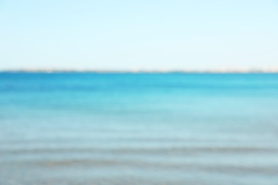 Photo of Beautiful sea under light blue sky, blurred view