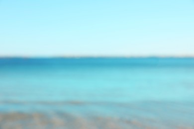 Photo of Beautiful sea under light blue sky, blurred view