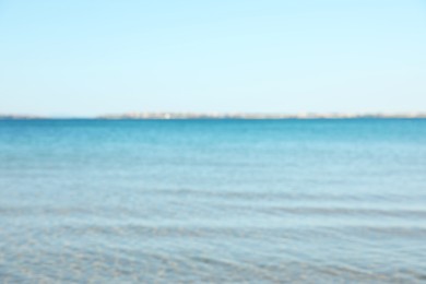 Photo of Beautiful sea under light blue sky, blurred view