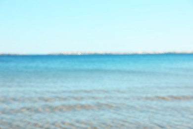 Photo of Beautiful sea under light blue sky, blurred view
